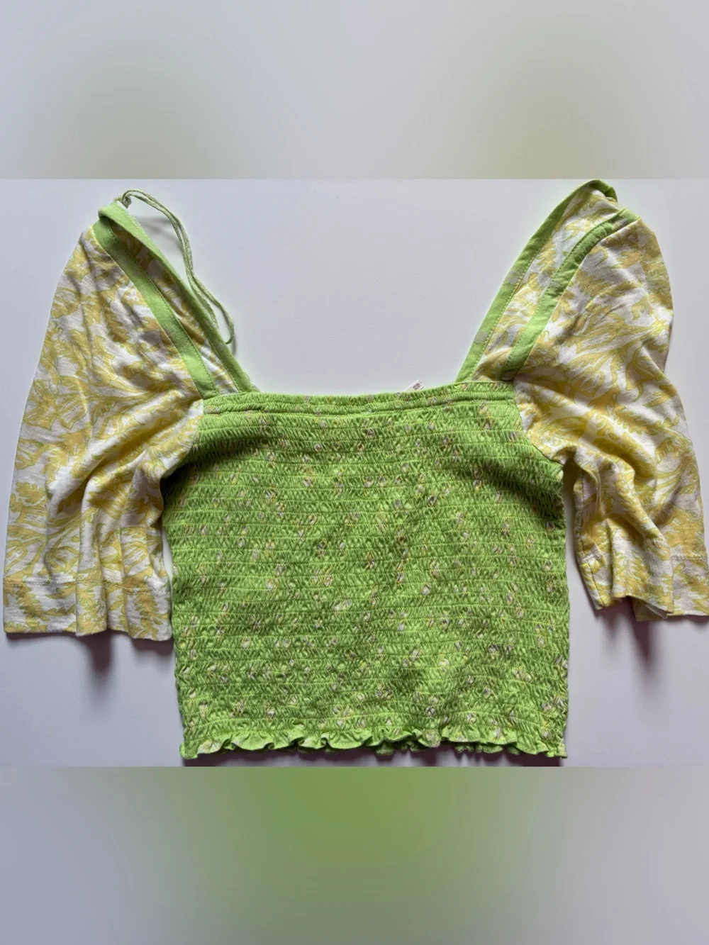 Free People Marigold Smocked Top - Yellow & Green - XS